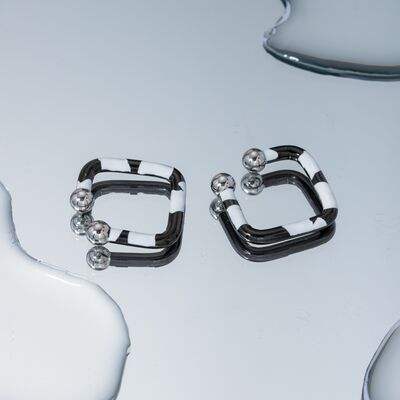 Stainless Steel Oil Drip Cuff Earrings - Trendsi - Flyclothing LLC