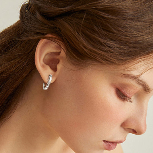 Inlaid Moissanite 925 Sterling Silver C-Hoop Earrings - Trendsi