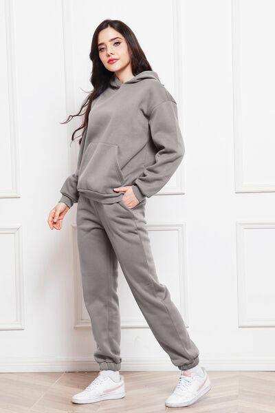 Drop Shoulder Long Sleeve Hoodie and Pants Set - Trendsi - Flyclothing LLC