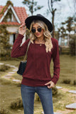 Square Neck Long Sleeve Blouse - Trendsi - Flyclothing LLC