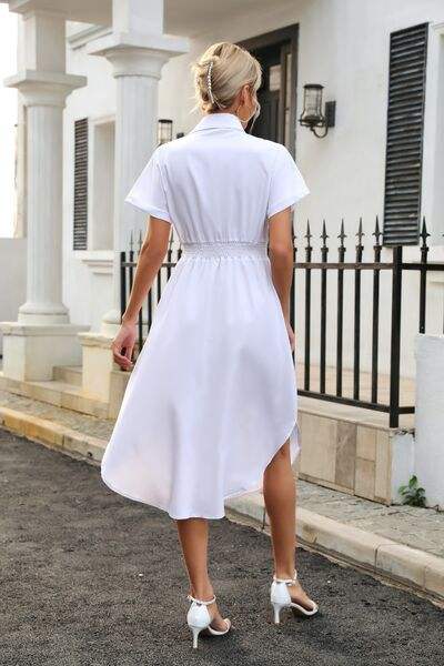 Tied Button Up Shirt Dress - Trendsi - Flyclothing LLC
