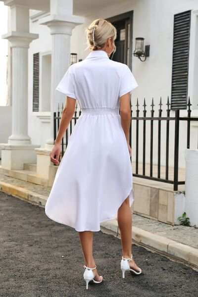 Tied Button Up Shirt Dress - Trendsi - Flyclothing LLC