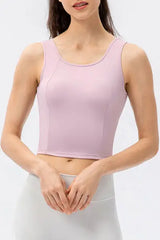 Round Neck Wide Strap Active Tank - Trendsi - Flyclothing LLC