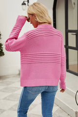 Round Neck Opnework Long Sleeve Pullover Sweater - Trendsi - Flyclothing LLC