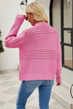 Round Neck Opnework Long Sleeve Pullover Sweater - Trendsi