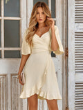 Smocked Tie Back Ruffle Hem Dress - Trendsi