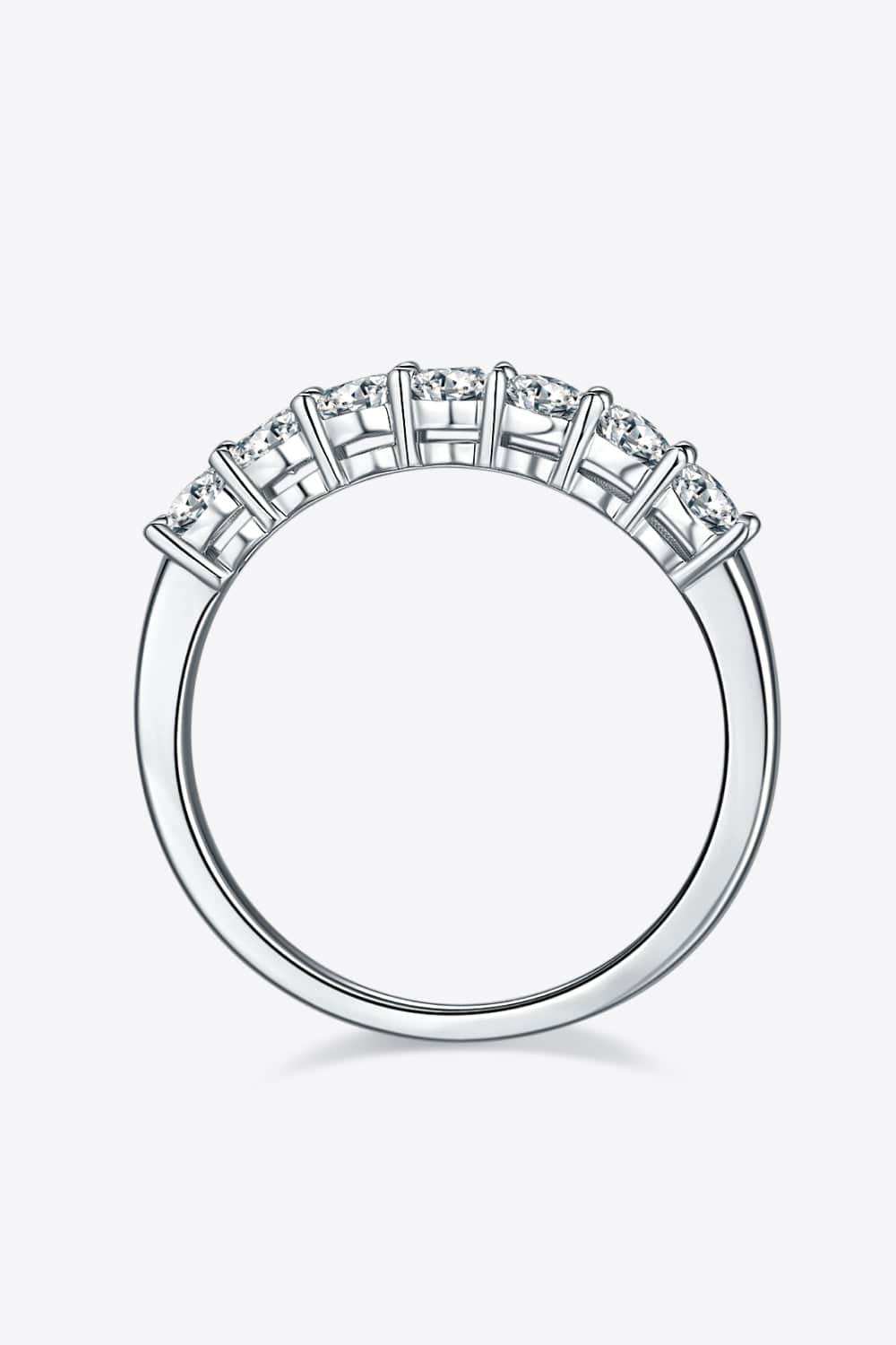 Moissanite Platinum-Plated Half-Eternity Ring - Trendsi - Flyclothing LLC