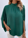 Tie Back Mock Neck Blouse - Trendsi