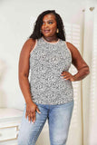 Double Take Printed Round Neck Tank - Trendsi