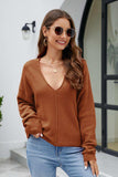 V-Neck Center Seam Sweater - Trendsi - Flyclothing LLC