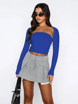 Cutout Raglan Sleeve Bolero and Tube Top - Trendsi - Flyclothing LLC