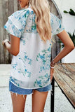 Printed Ruffled Mock Neck Blouse - Trendsi - Flyclothing LLC