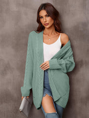 Warm Fall Mixed Knit Open Front Longline Cardigan - Flyclothing LLC