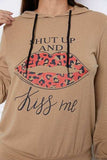 SHUT UP AND KISS ME Lip Graphic Hooded Top and Drawstring Pants Set - Trendsi - Flyclothing LLC