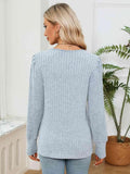 Lace Detail V-Neck Ribbed Blouse - Trendsi