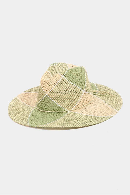Fame Contrast Straw Braid Hat - Trendsi