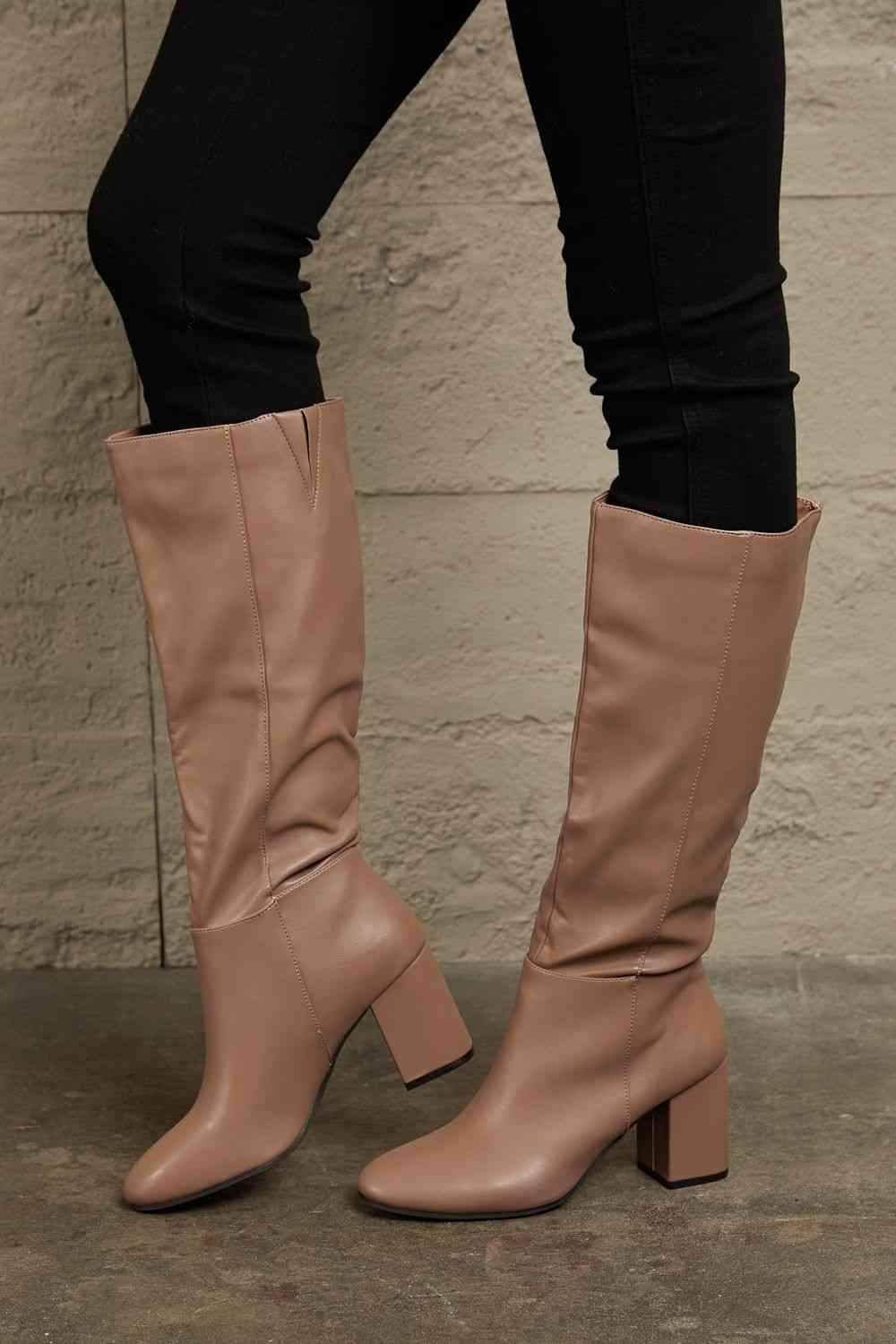 East Lion Corp Block Heel Knee High Boots - Trendsi - Flyclothing LLC