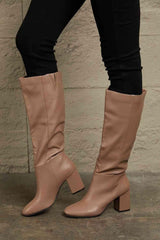 East Lion Corp Block Heel Knee High Boots - Trendsi