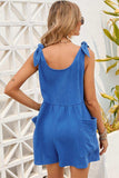 Tie Shoulder Scoop Neck Romper with Pockets - Trendsi - Flyclothing LLC