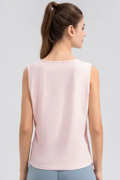 Notched Wide Strap Active Tank - Trendsi - Flyclothing LLC