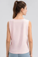 Notched Wide Strap Active Tank - Trendsi - Flyclothing LLC