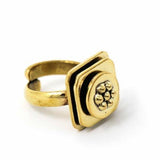 Floral Abstract Adjustable Brass Ring - Asha Handicrafts