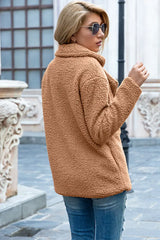 Full Size Lapel Collar Sherpa Coat - Trendsi - Flyclothing LLC