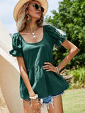 Scoop Neck Flounce Sleeve Blouse - Trendsi - Flyclothing LLC