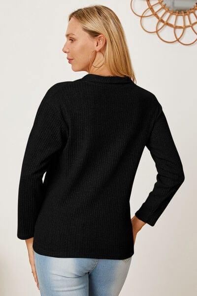 Collared Neck Dropped Shoulder T-Shirt - Trendsi