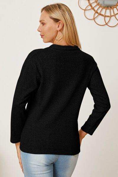 Collared Neck Dropped Shoulder T-Shirt - Trendsi - Flyclothing LLC