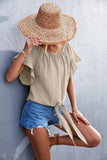 Flutter Sleeve Tie-Front Blouse - Trendsi - Flyclothing LLC