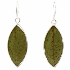 Earrings, Natural Leaf in Resin - Artisana