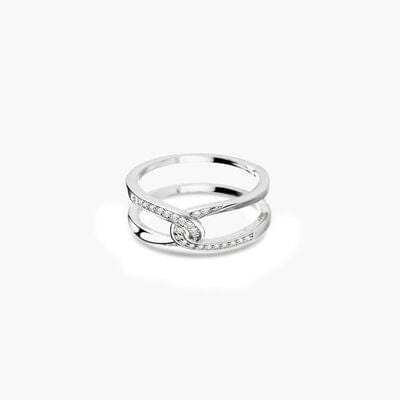 Twisted Inlaid Zircon Double-layered Ring - Trendsi - Flyclothing LLC