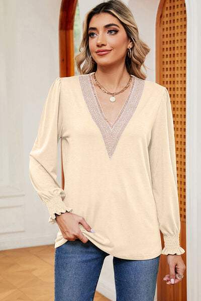 V-Neck Long Sleeve T-Shirt - Trendsi - Flyclothing LLC