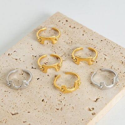 18K Gold-Plated Irregular Open Ring - Trendsi