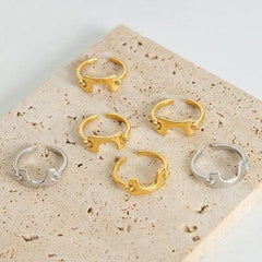 18K Gold-Plated Irregular Open Ring - Trendsi