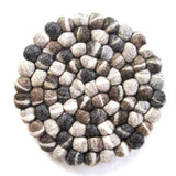 Hand Crafted Felt Ball Coasters from Nepal: 4-pack, Unicolor Grey - Global Groove (T) - Global Groove - Flyclothing LLC