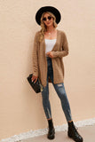 Openwork Horizontal Ribbing Open Front Cardigan - Trendsi