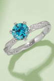 1 Carat Moissanite Contrast 925 Sterling Silver Ring - Trendsi