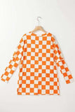 Checkered Round Neck Long Sleeve T-Shirt with Pockets - Trendsi - Flyclothing LLC