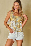 Tied Printed Square Neck Tank - Trendsi - Flyclothing LLC