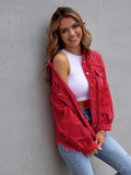 Distressed Drop Shoulder Denim Jacket - Trendsi - Flyclothing LLC