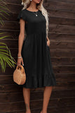 Round Neck Ruffle Hem Pocket Dress - Trendsi
