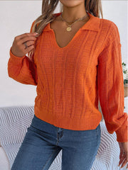 Johnny Collar Drop Shoulder Sweater - Trendsi