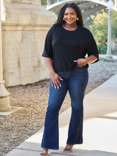 Basic Bae Full Size Round Neck Drop Shoulder T-Shirt - Trendsi - Flyclothing LLC