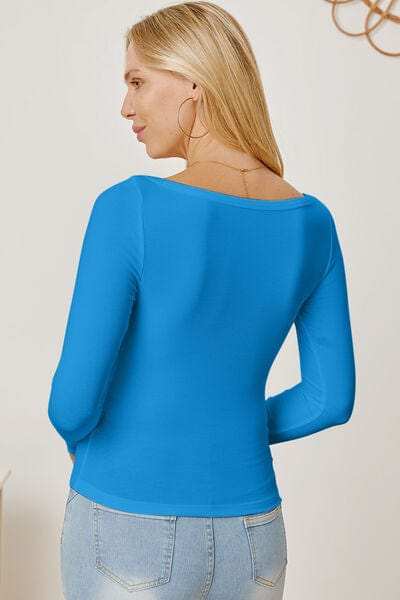 Square Neck Long Sleeve T-Shirt - Trendsi - Flyclothing LLC