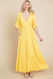 Culture Code Backless Plunge Half Sleeve Tiered Dress - Trendsi - Flyclothing LLC