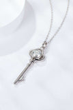 925 Sterling Silver 1 Carat Moissanite Key Pendant Necklace - Trendsi - Flyclothing LLC