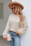 Openwork Round Neck Dropped Shoulder Knit Top - Trendsi - Flyclothing LLC