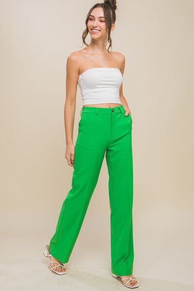 LOVE TREE High Waist Straight Pants - Trendsi